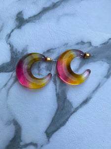 Pink Lucite Hoops