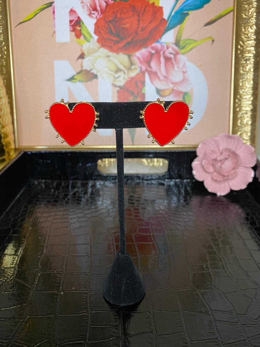 Red heart earrings