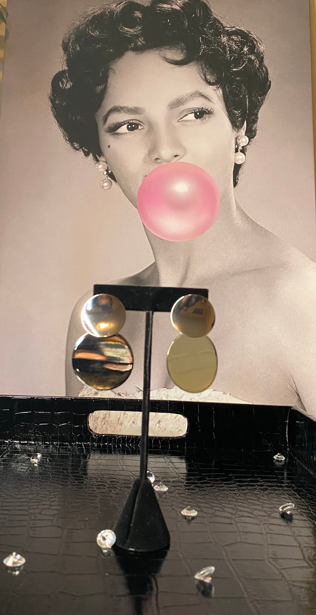Silver double circle earrings