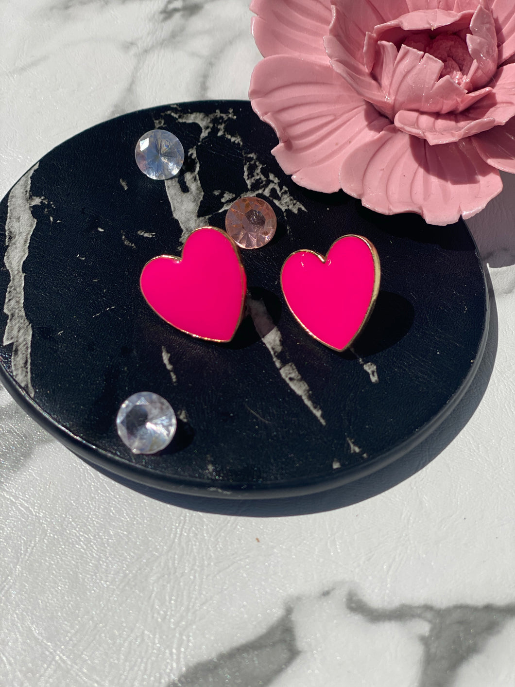 Pink heart earrings